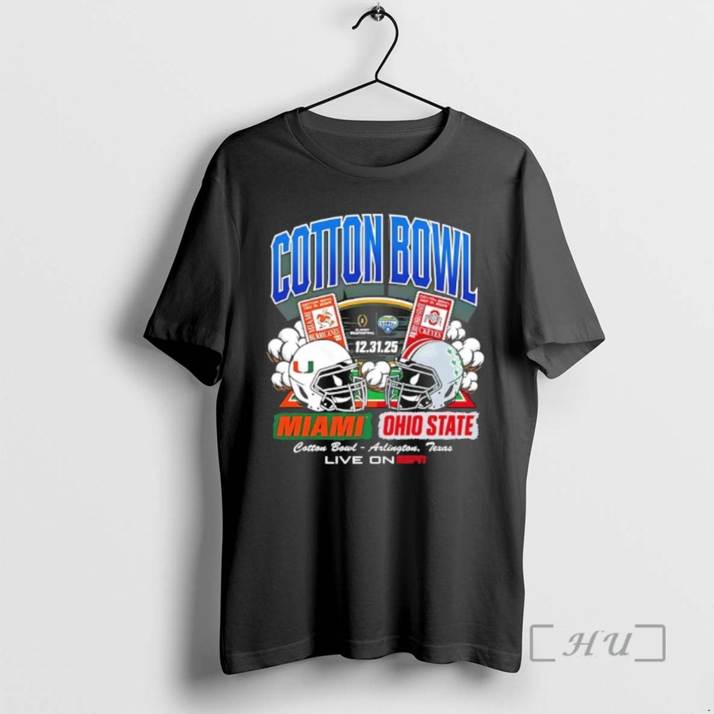 Officials 2025 Cotton Bowl Head To Head Miami Vs Ohio State Helmet Matchup Premium