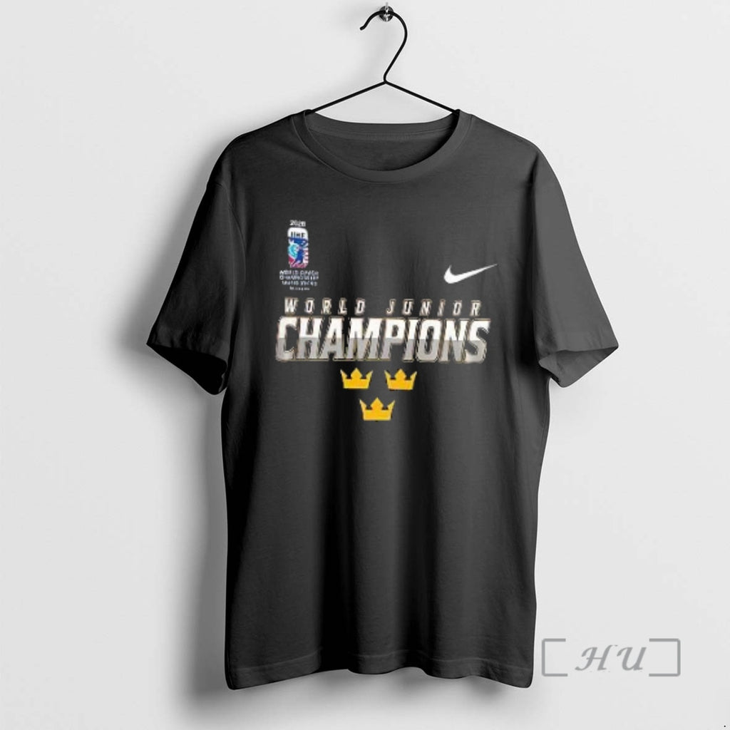 Officials 2026 Iihf World Junior Champions Sweden National Ice Hockey Team 3d Premium T Shirts