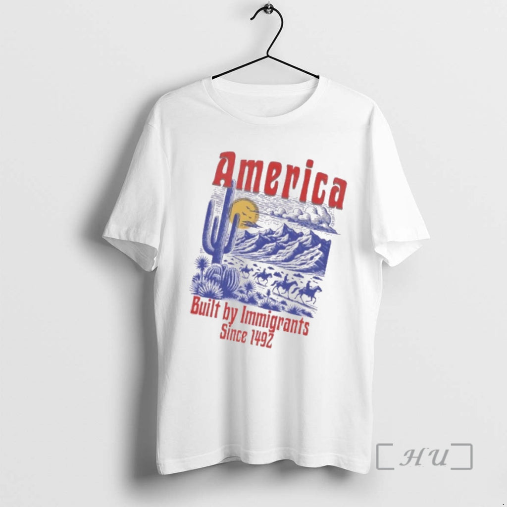 Officials America Built By Immigrants Blue And Red Since 1492 Vintage Premium T Shirts Sweater