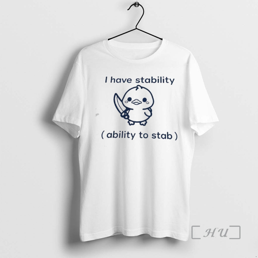 Officials Baby Duck Holding Knife I Have Stability Ability To Stab Premium T Shirts Sweater