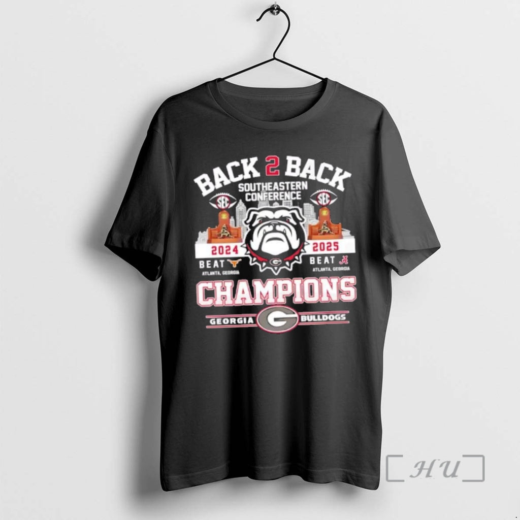 Officials Back 2 Back Southeastern Conference 2024 2025 Georgia Bulldogs Football Skyline Premium T Shirts