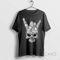 Officials Black White Sketch Skull Rock Roll Horns Hand Gesture