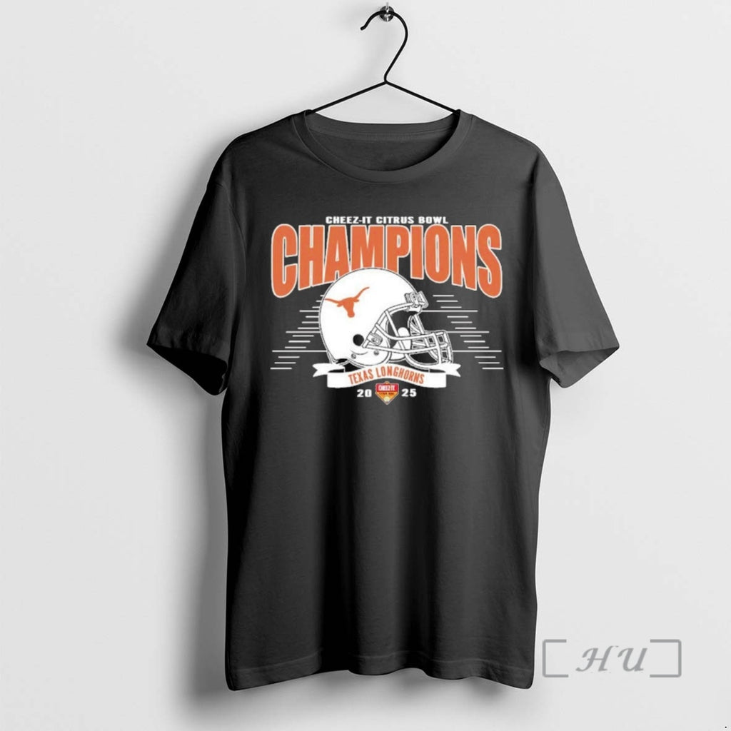 Officials Celebrate Texas Longhorns Football Champions 2025 Cheez It Citrus Bowl Helmet Premium T Shirts