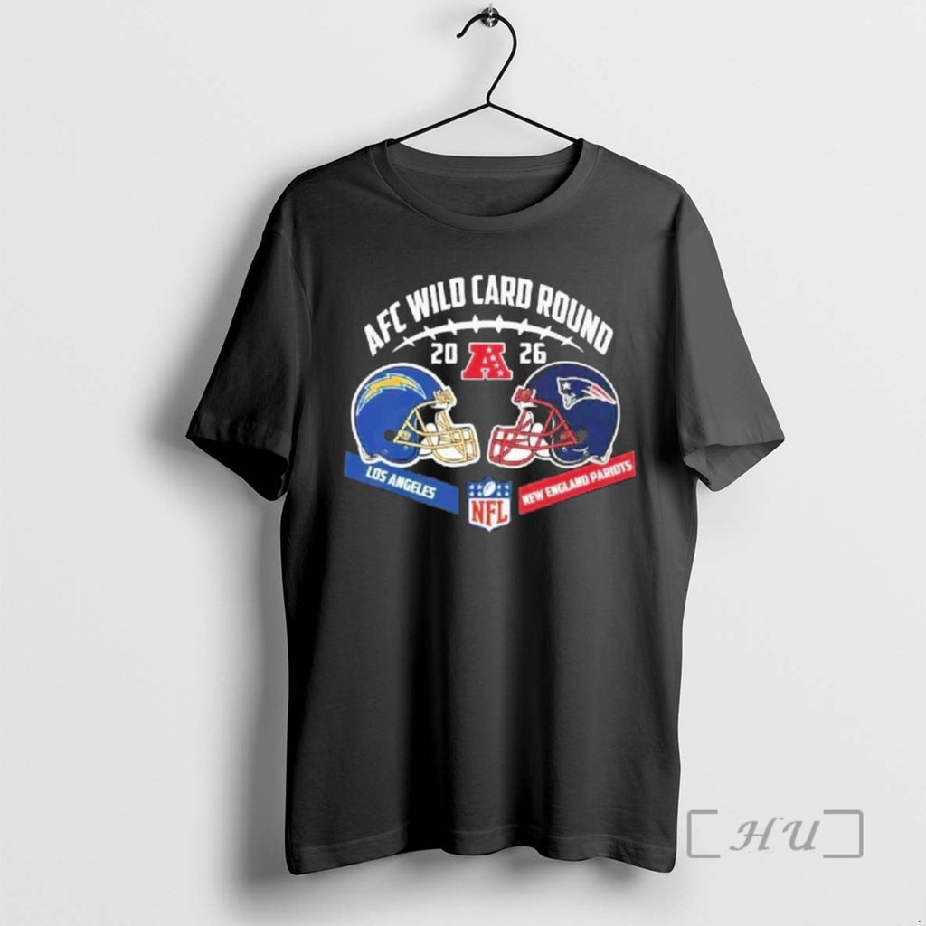 Officials Chargers Vs Patriots 2026 Afc Wild Card Round Helmet Matchup Premium T Shirts Sweater