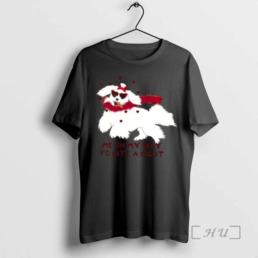 Officials Cute Dog Valentine Me On My Way To Bite A Bigot Premium T Shirts