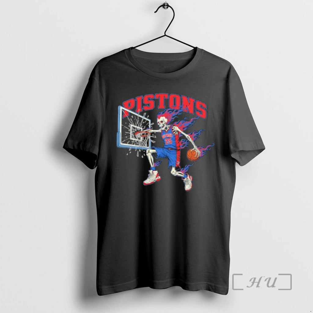 Officials Detroit Pistons Mens Basketball Skeleton Player Fire