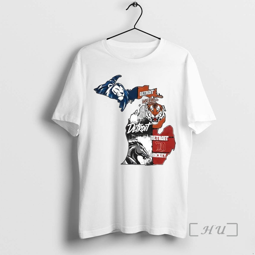Officials Detroit Sports Team Lions Tigers Pistons Red Wings Shirts Sweater