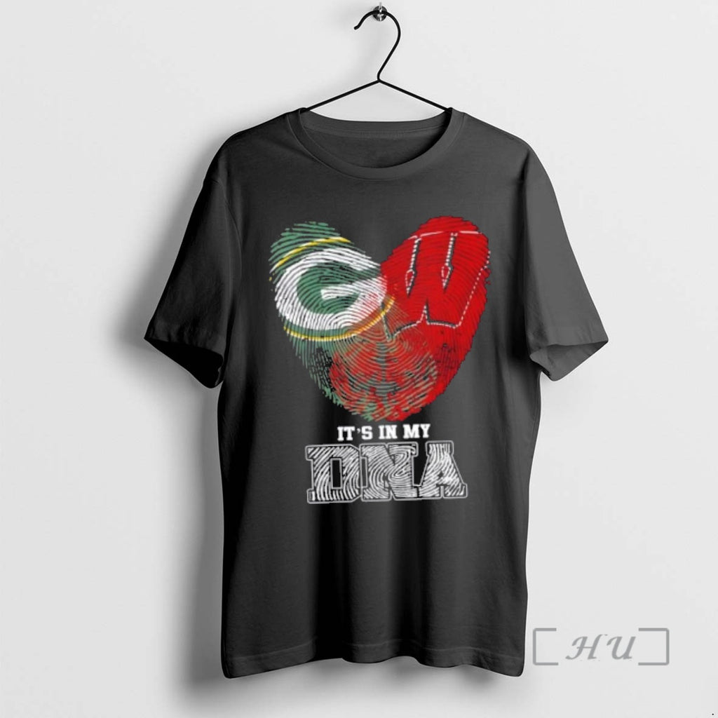 Officials Fingerprints Green Bay Packers X Wisconsin Badgers Its In My Dna Premium T Shirts
