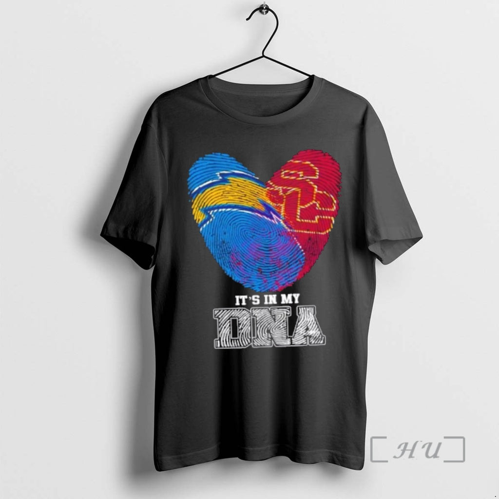 Officials Fingerprints Los Angeles Chargers X Usc Trojans Its In My Dna Premium T Shirts