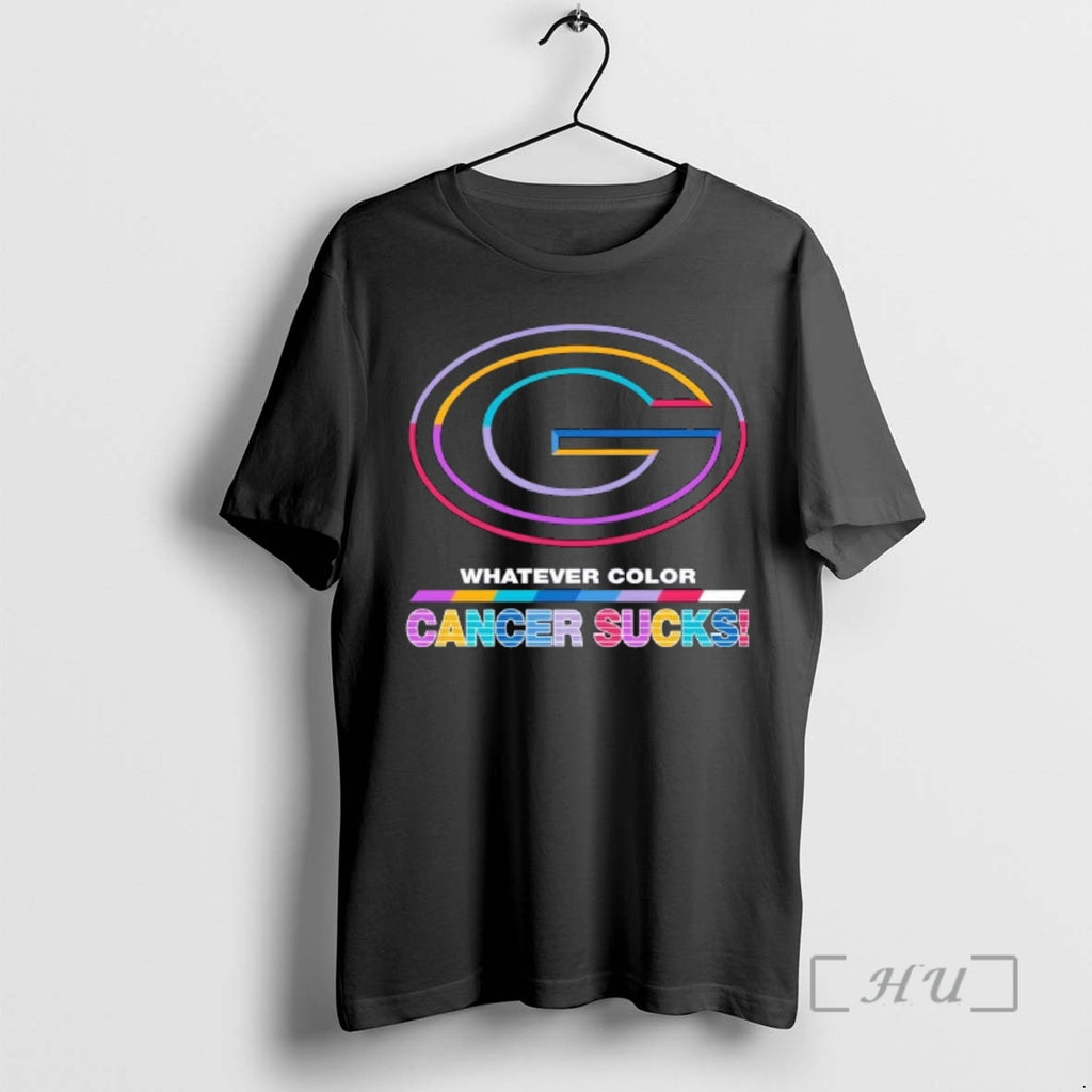 Officials Green Bay Packers Football Whatever Color Cancer Sucks Logo Colors Premium T Shirts Sweater