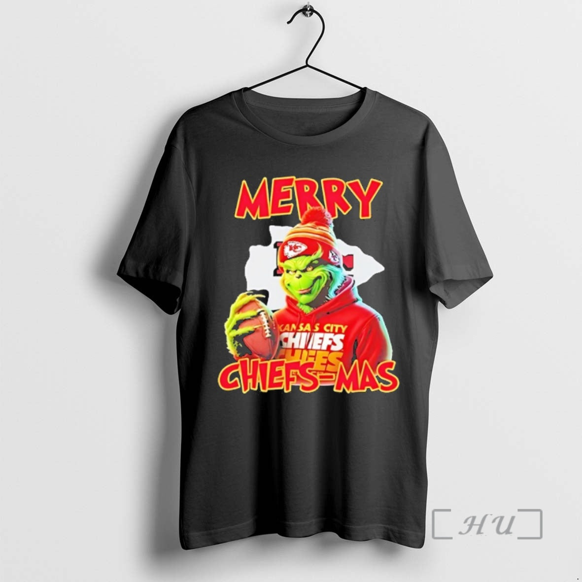 Officials Grinch Holding Football Kansas City Chiefs Merry Chiefsmas