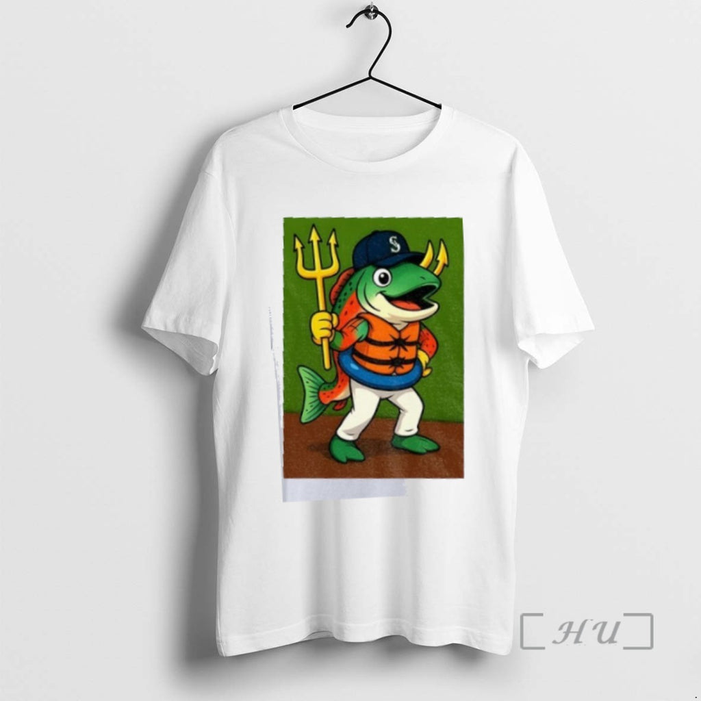 Officials Humpy Salmon Holding Trident Seattle Mariners Mlb Mascot 2025 Shirts Sweater