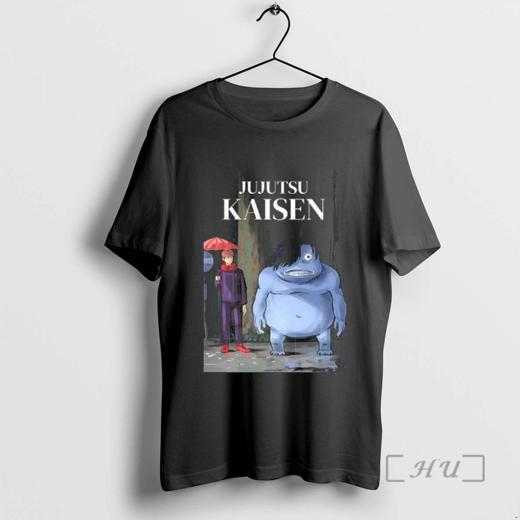 Officials Jujutsu Kaisen X My Neighbor Totoro Waiting For The Bus Parody Premium T Shirts
