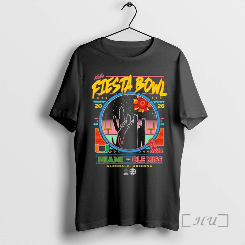 Officials Miami Vs Ole Miss Vrbo Fiesta Bowl Matchup 2026 Cfp Semifinal Neon Nightfall Premium