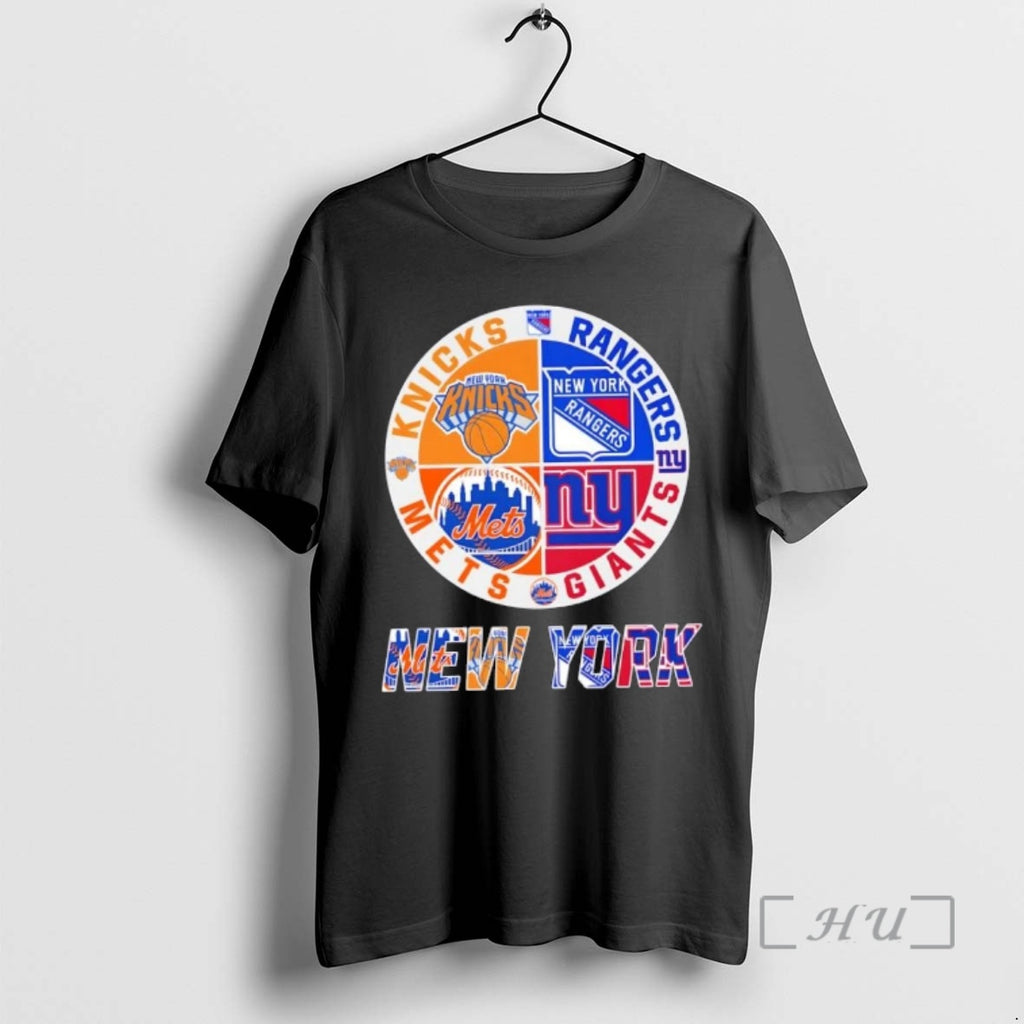 Officials New York City Sports Knicks Rangers Giants Mets Logos Combine Premium T Shirts Sweater