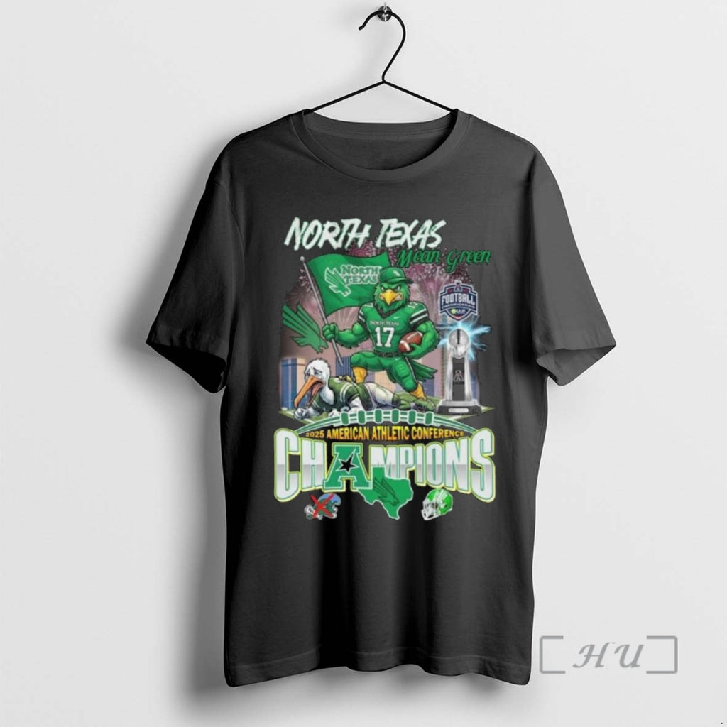 Officials North Texas Mean Green 2025 American Athletic Conference Champions Mascot Premium T Shirts Sweater