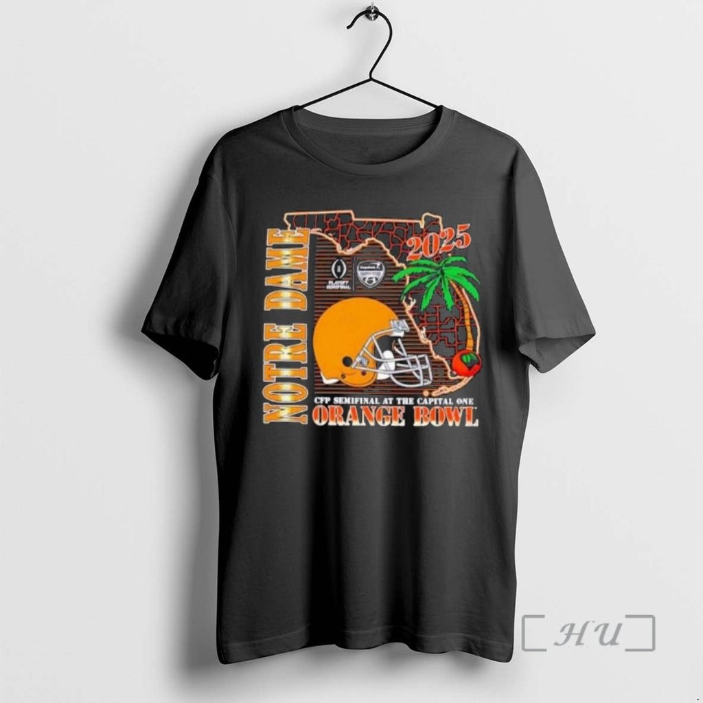 Officials Notre Dame Fighting Cfp Semifinal Irish Orange Bowl 2026 Helmet State Premium T Shirts