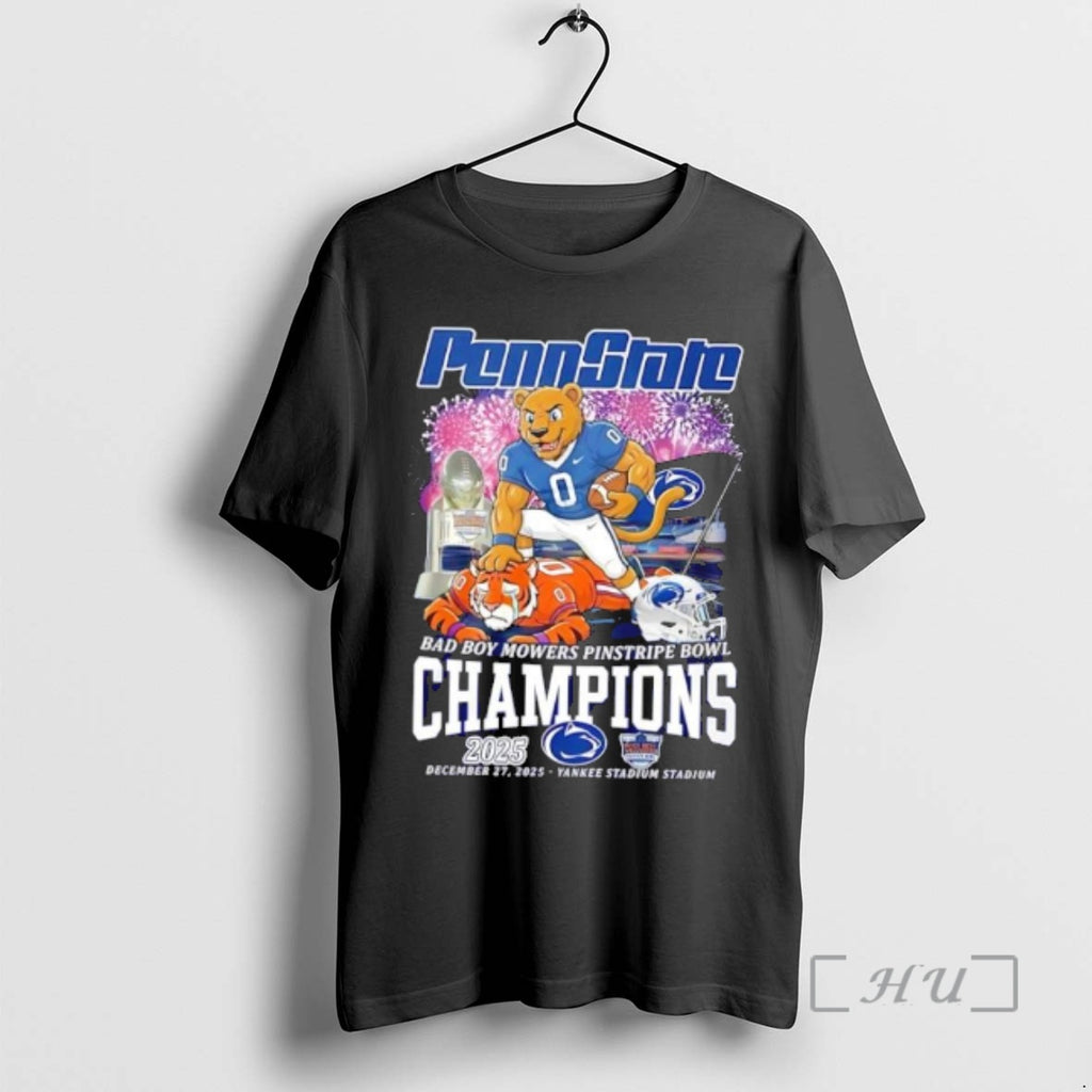 Officials Penn State Nittany Lions Bad Boy Mowers Pinstripe Bowl Champs 2025 Premium T Shirts