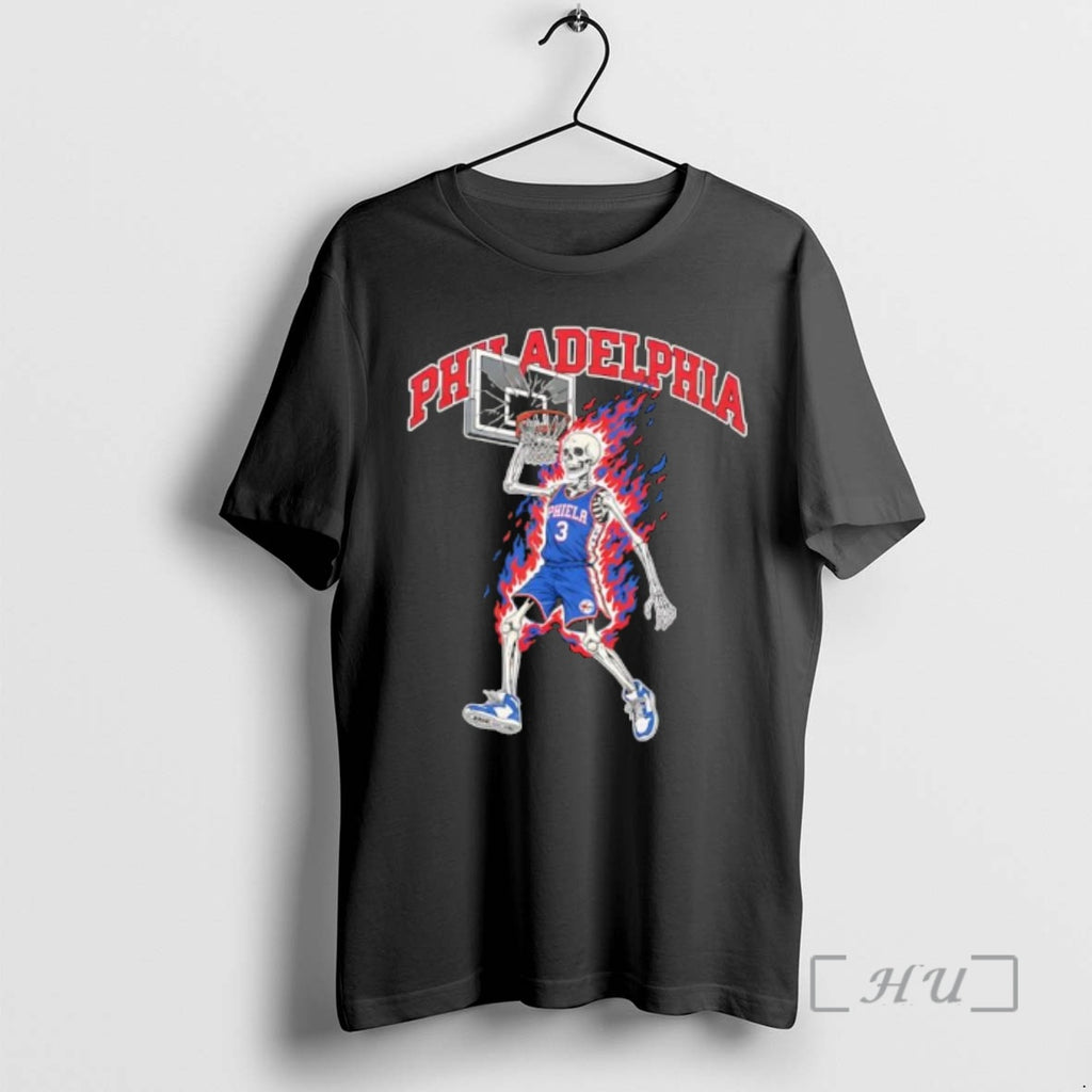 Officials Philadelphia 76ers Mens Basketball Skeleton Player Fire