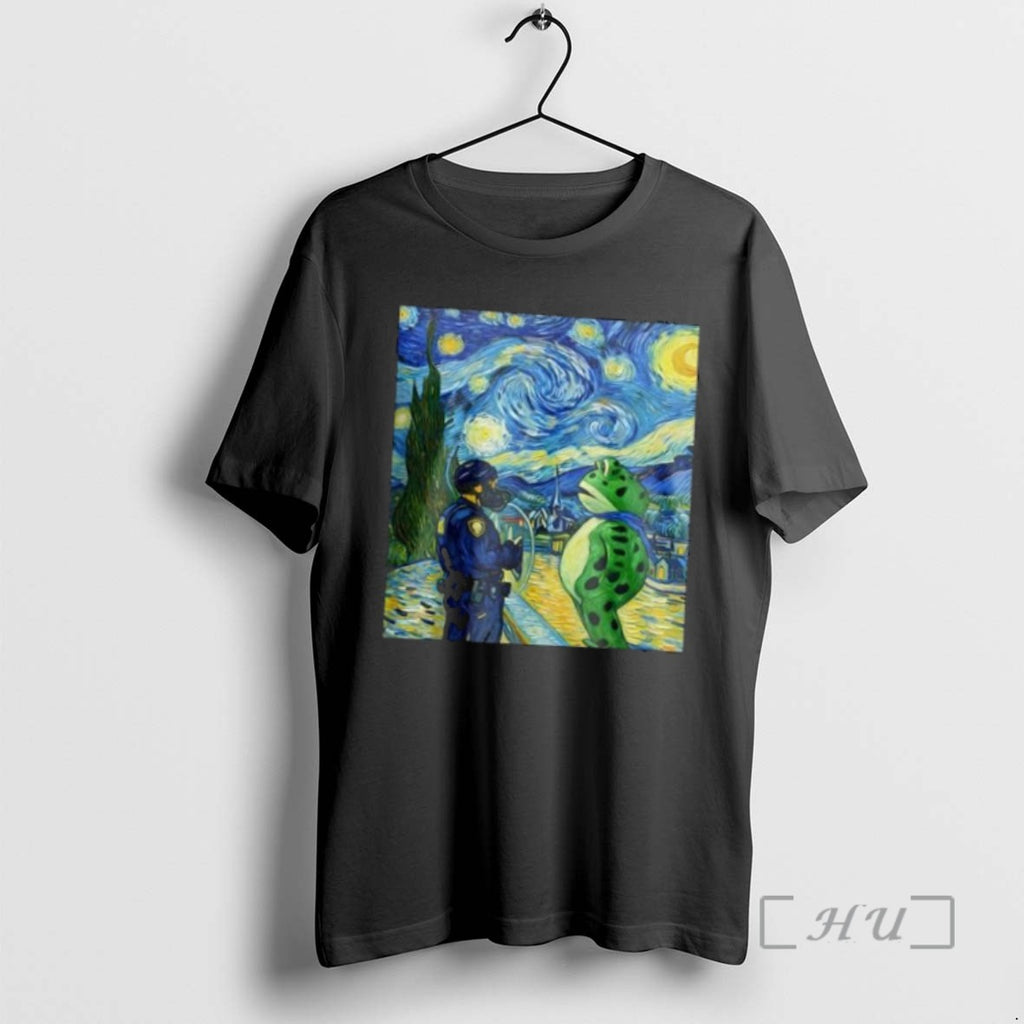 Officials Portland Frog Starry Night Van Gogh Long Sleve Shirts Sweater
