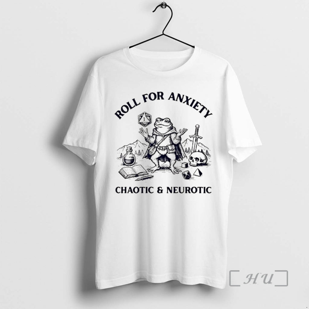 Officials Roll For Anxiety Chaotic And Neurotic Frog Dungeons And Dragons Premium T Shirts Sweater