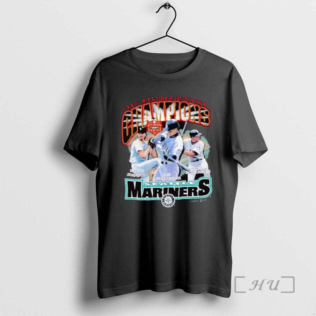 Officials Seattle Mariners 1997 Western Division Champions Randy Johnson Ken Griffey Jr Alex Rodriguez Shirts