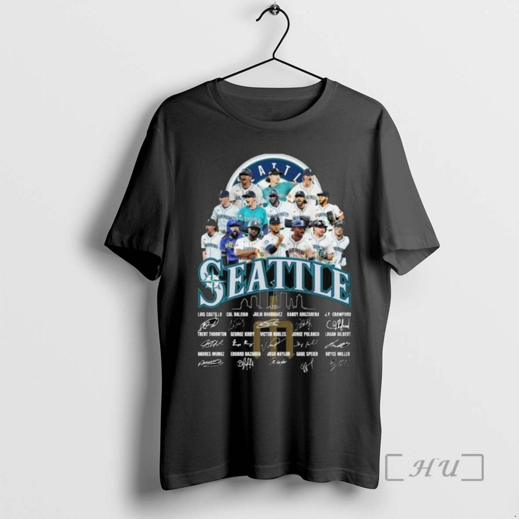 Officials Seattle Mariners Players Signatures Skyline 2025 Long Sleve Shirts Sweater