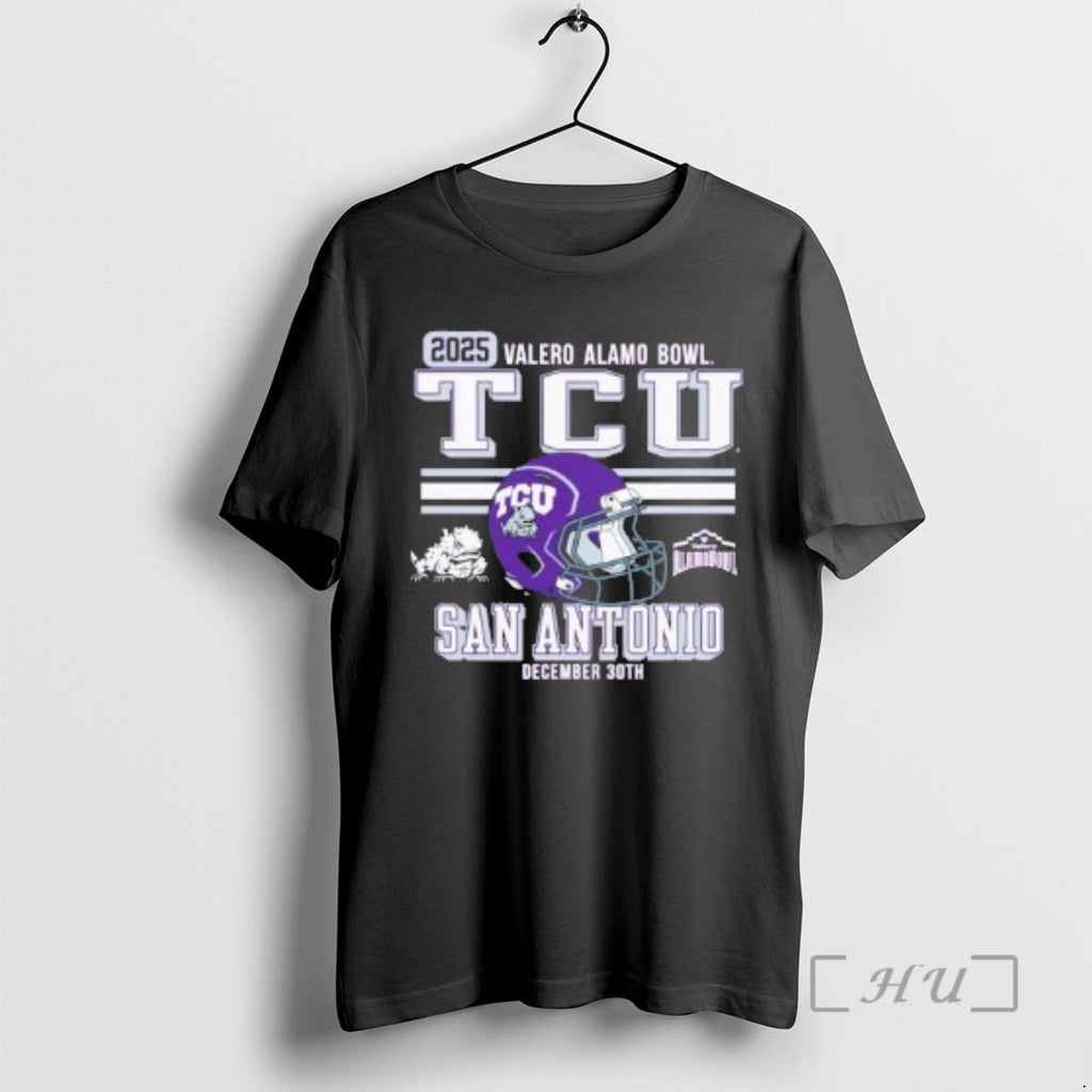 Officials Texas Christian University Horned Frogs Football 2025 Alamo Bowl Bound Premium T Shirts Sweater