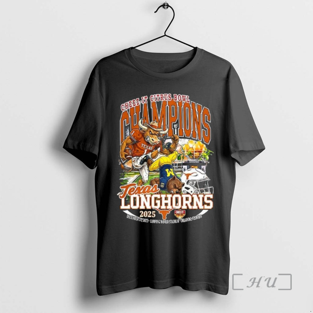Officials Texas Longhorn Beat Michigan Wolverines Ncaa Cheez It Citrus Bowl Champions Celebrate Mascot Premium