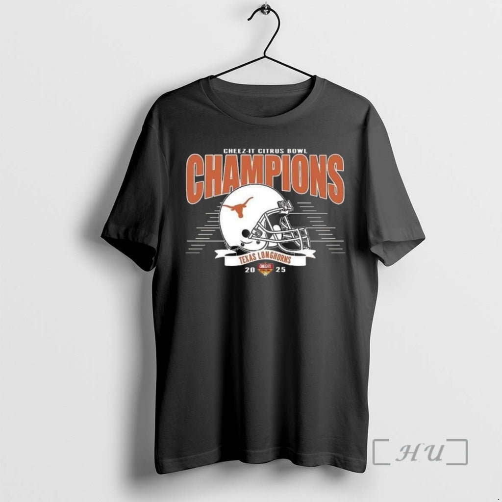 Officials Texas Longhorns Football Claim Champions 2025 Cheez It Citrus Bowl Helmet Premium T Shirts