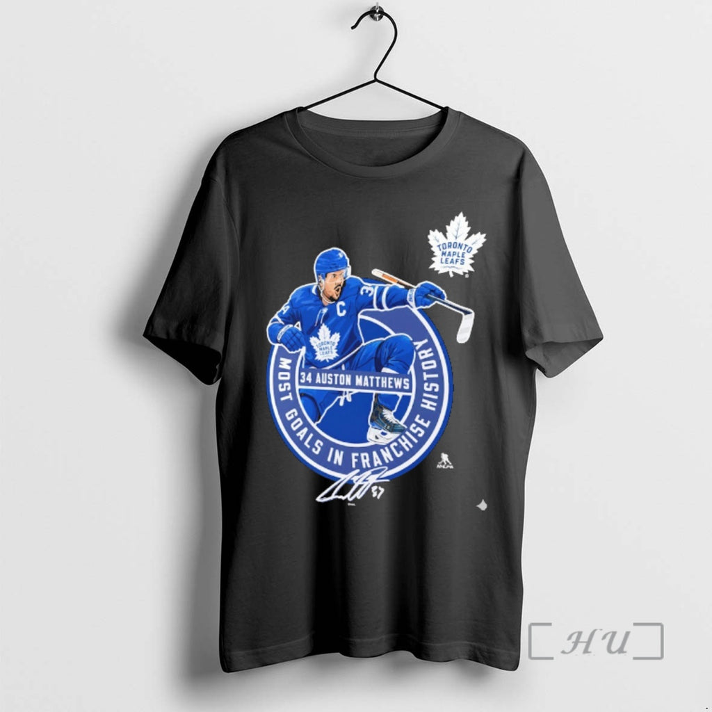 Officials Toronto Maple Leafs Auston Matthews Most Goals In Franchise History Signature Premium T Shirts