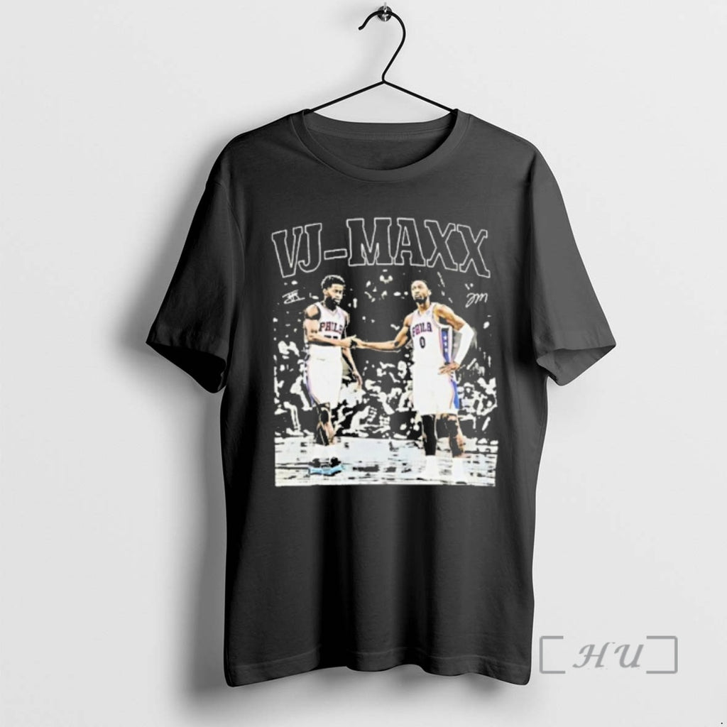 Officials V J Edgecombe And Tyrese Maxey Vj Maxx Philadelphia 76ers Signatures Premium T Shirts