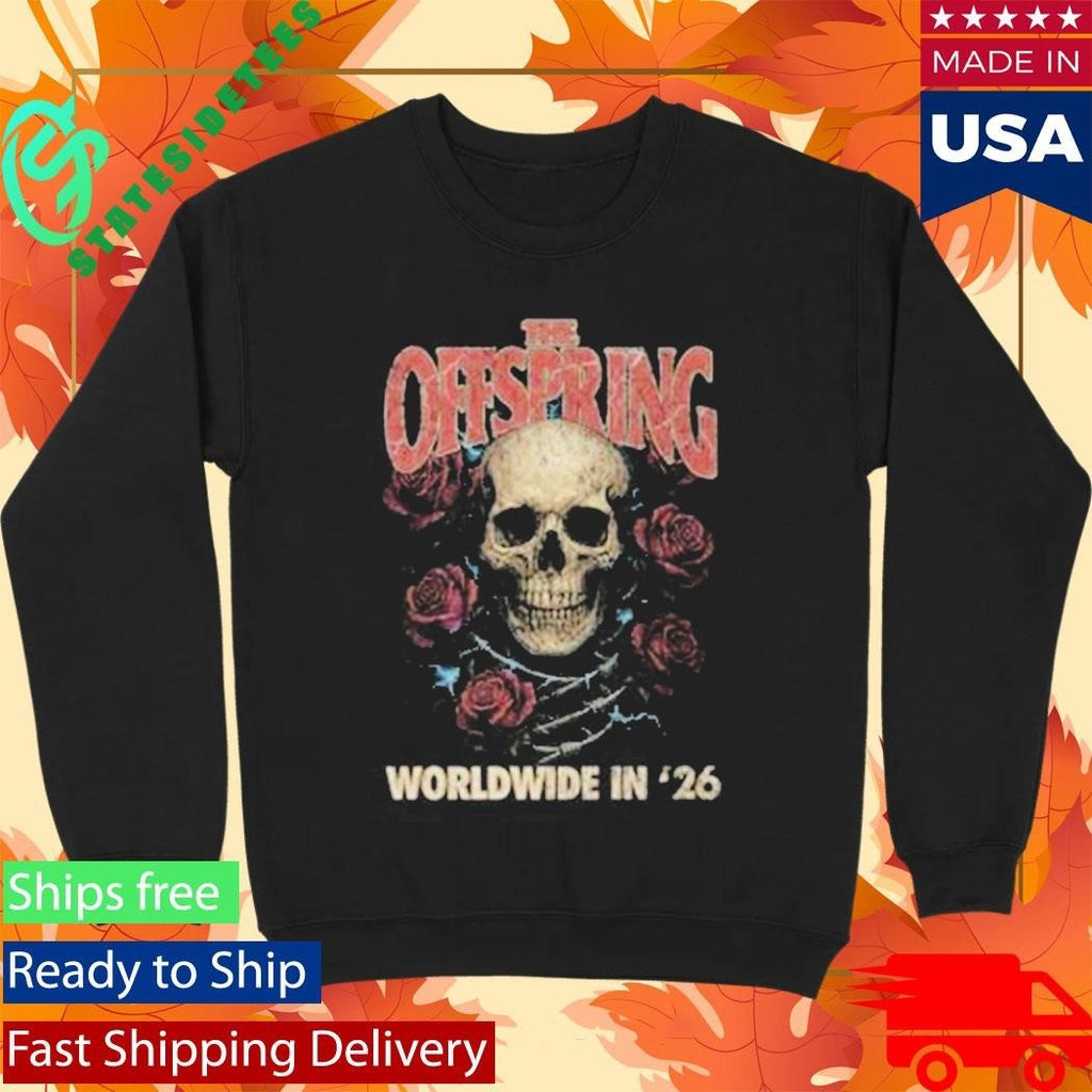 Offspring Rose Skull 2026 Tour Shirt Unisex , , , Long Sleeve Tee