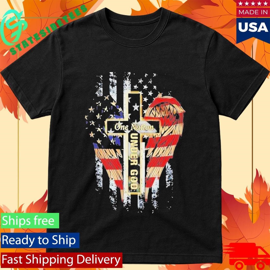 One Nation Under God American Flag Shirt Unisex , , , Long Sleeve Tee