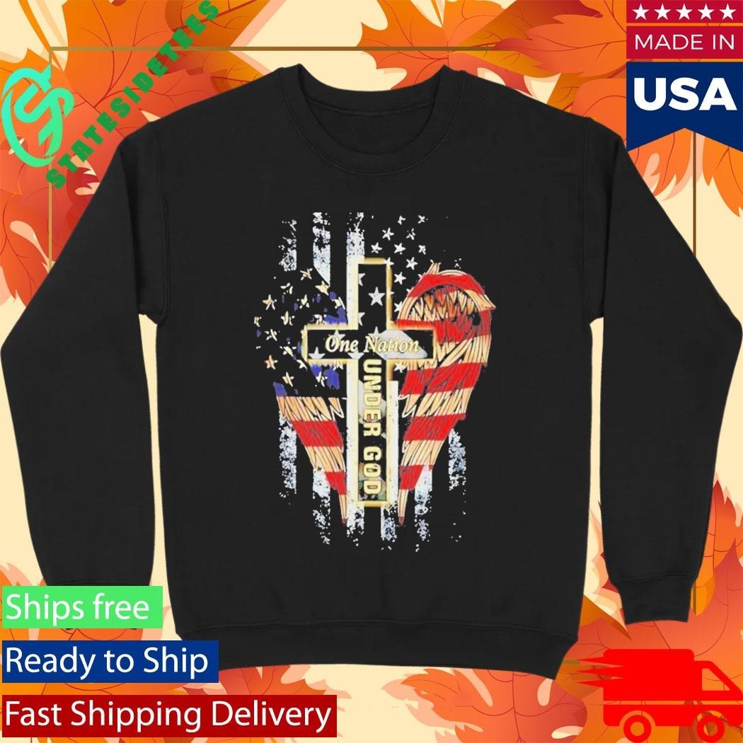 One Nation Under God American Flag Shirt Unisex , , , Long Sleeve Tee