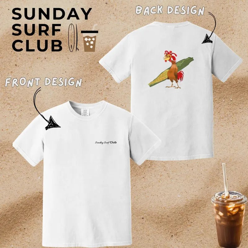 Original Chicken Joe Beach Shirt Shirt Comfort Colors Surf Shirt Back Fun Summer Vacation T-Shirts