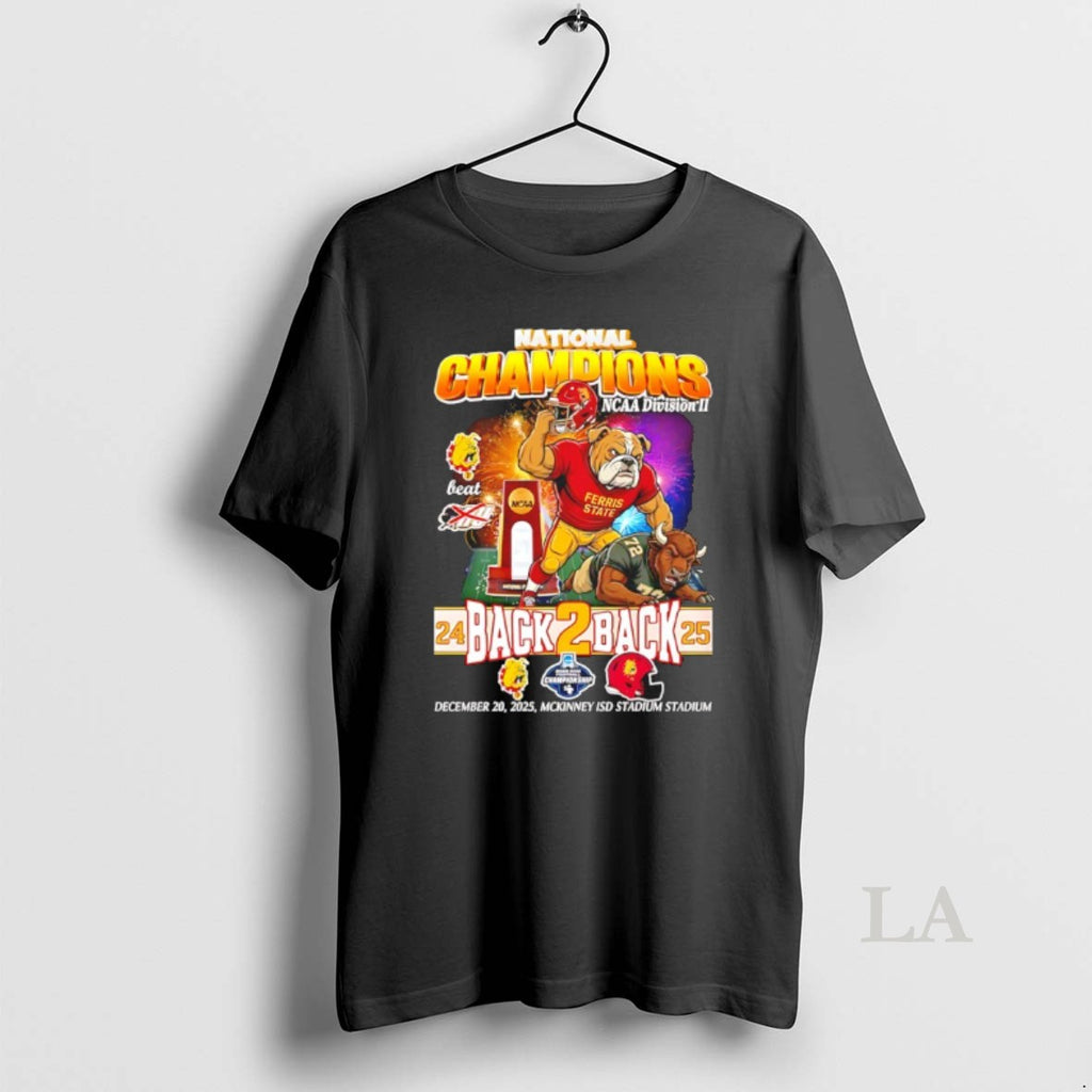 Original Ferris State Bulldogs National Champions Ncaa Division Ii Back 2 Back 2025 Mascot