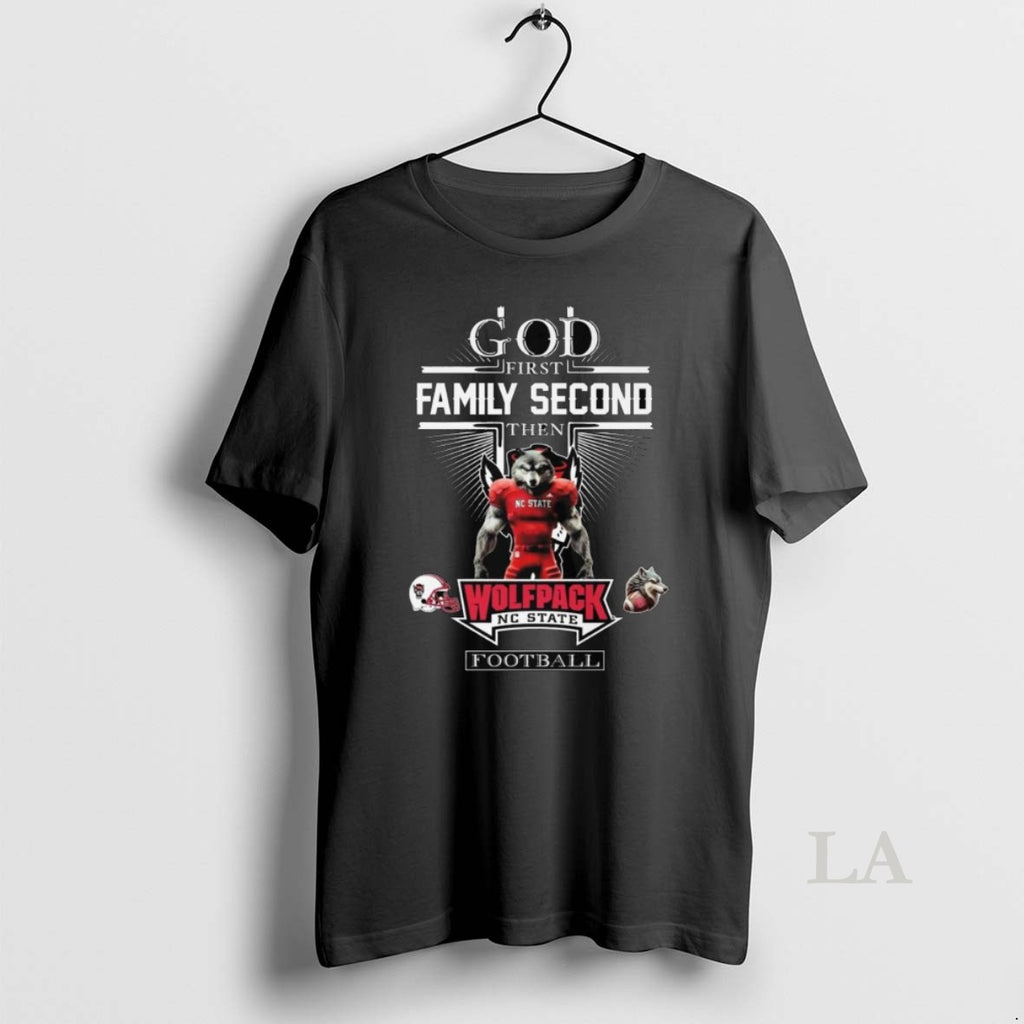 Original God First Family Second Then Nc State Wolfpack Football Mascot 2025 Long Sleve
