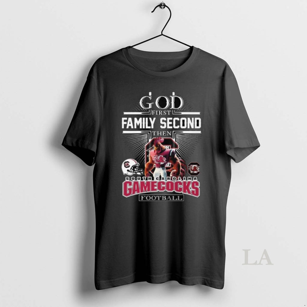 Original God First Family Second Then South Carolina Gamecocks Football Mascot 2025 Long Sleve