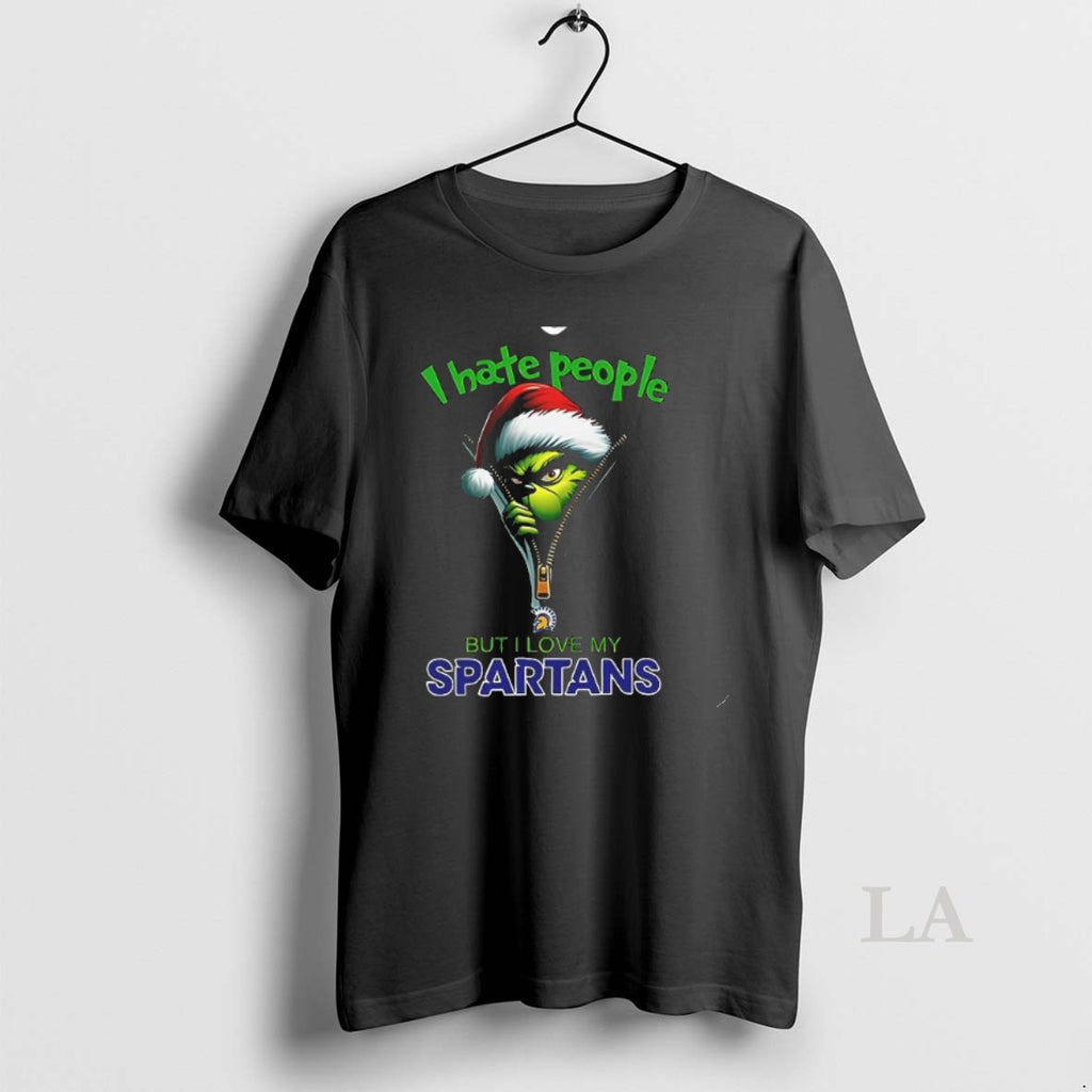 Original Grinch Santa Hat I Hate People But I Love My San Jose State Spartans