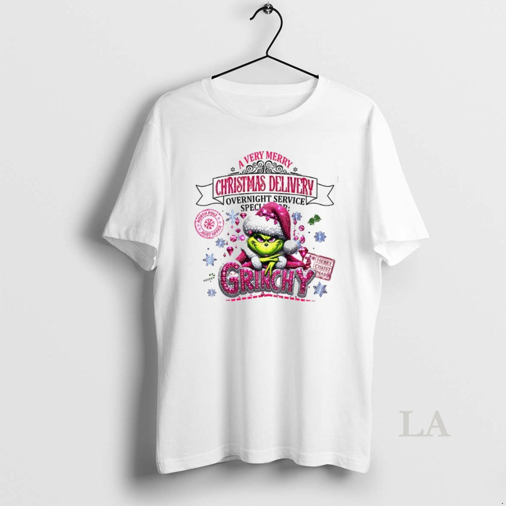 Original Grinchy A Very Merry Christmas Delivery Overnight Service Xmas