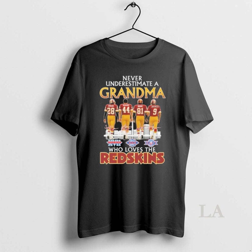 Original Never Underestimate A Grandma Player Signature Who Loves The Redskins