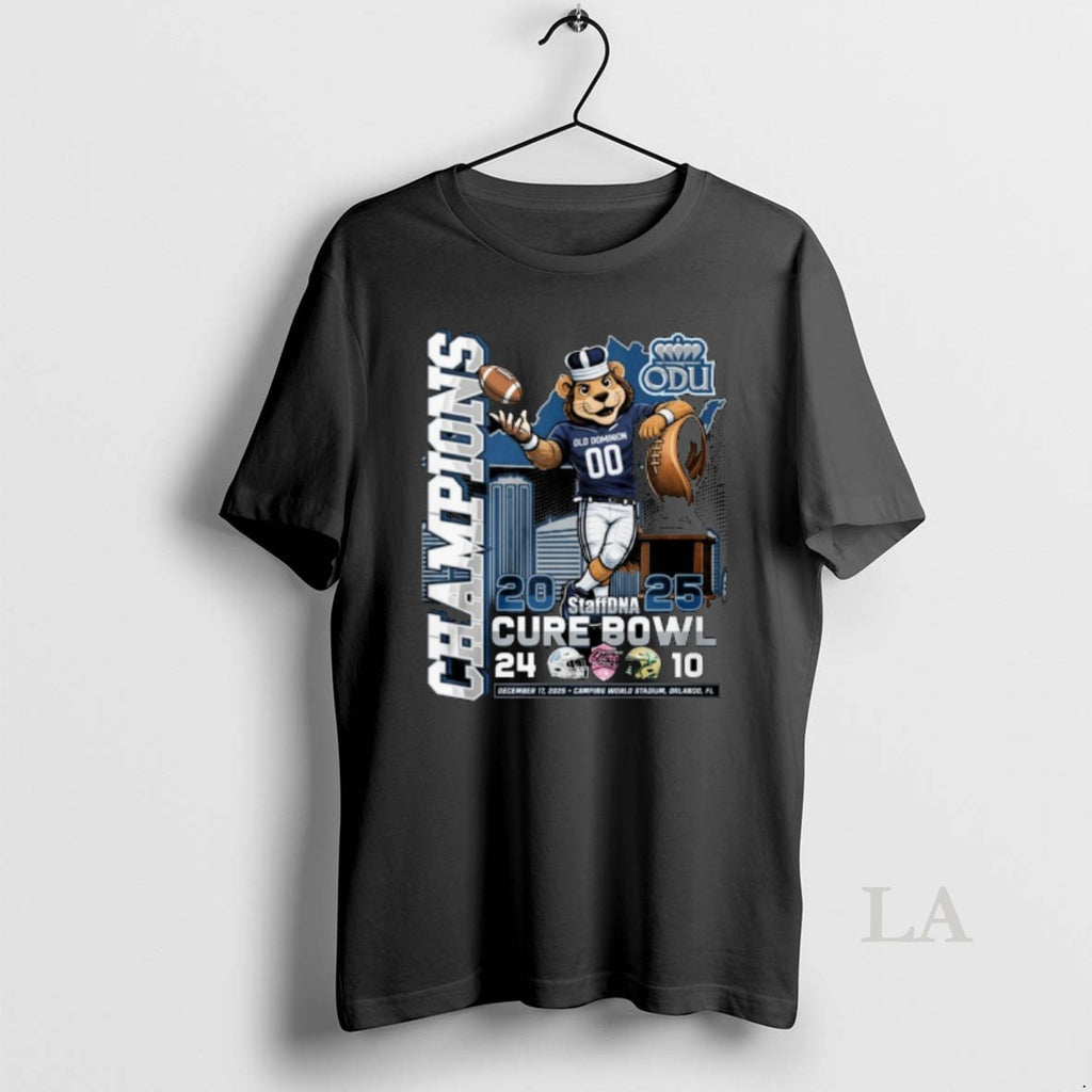 Original Old Dominion Monarchs 2025 Staffdna Cure Bowl Champions Mascot