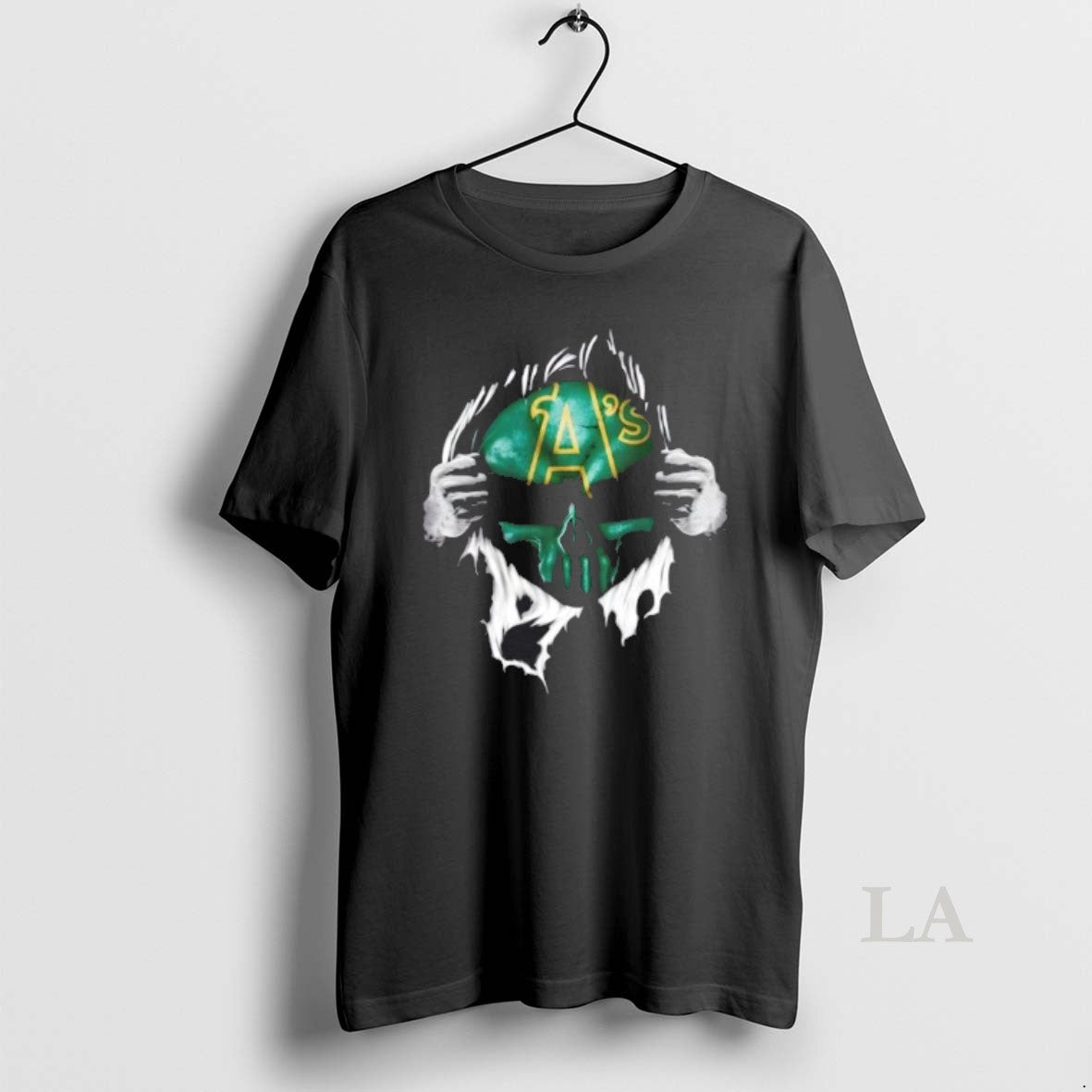 Original Ripped Chest Skull Deep Oakland Athletics Till Grave