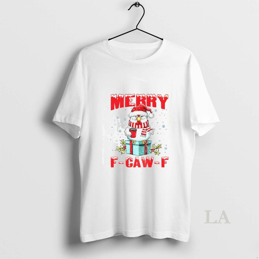 Original Rooster Meme Santa Hat Merry F Caw F Merry Christmas