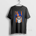 Original Skull Wearing Cap Syracuse Orange Us Flag