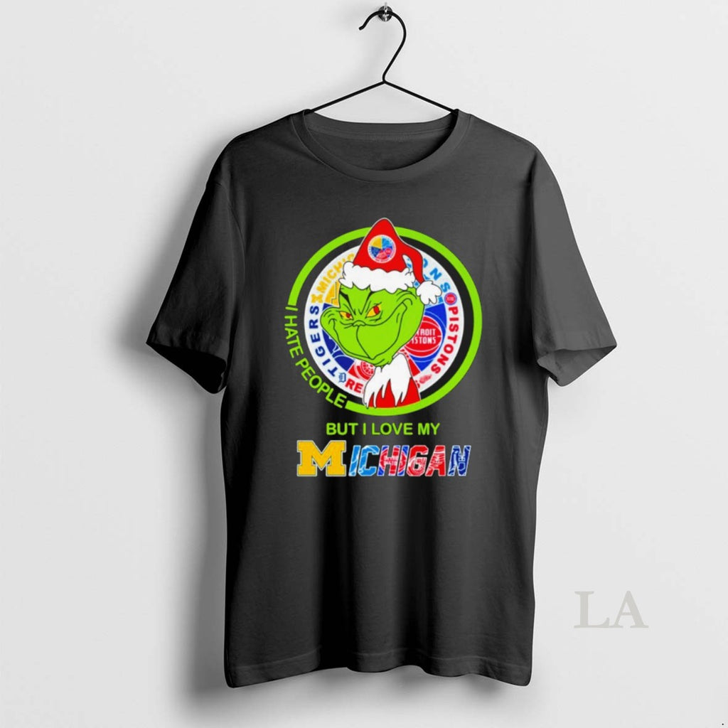 Original The Grinch I Hate People But I Love My Michigan Logo