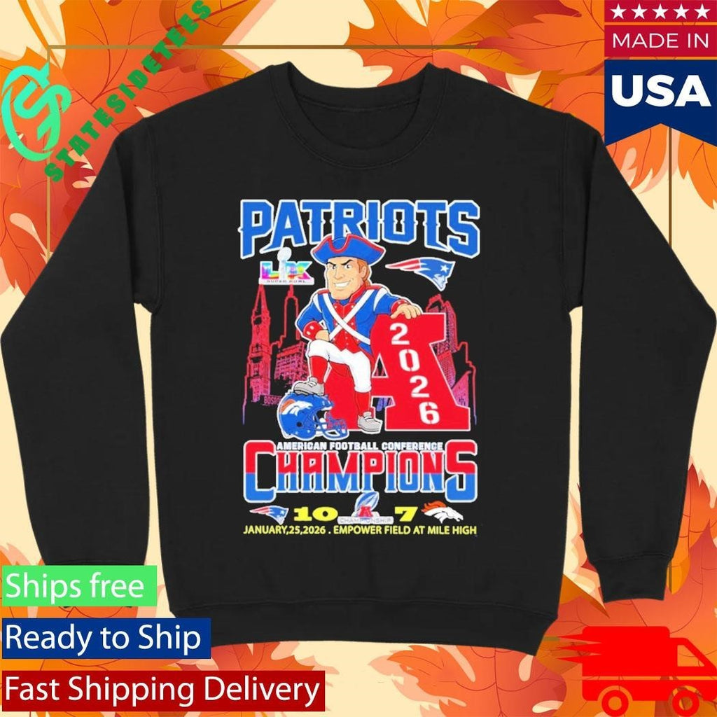 Patriots AFC Champions 2026 Patriots 10 Broncos 7 Shirt Unisex , , , Long Sleeve Tee