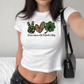Peace Love St Patrick'S Day Baby Buffalo Leopard Shamrock Lucky Clover St. Patrick'S Day St Paddys Y2K 2000'S T-Shirts