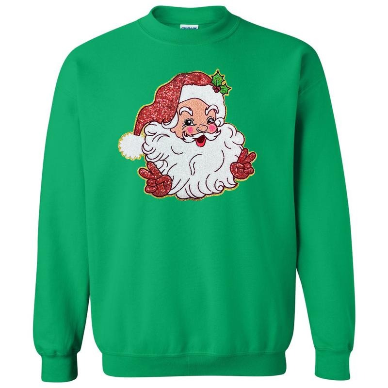 Peace Santa Sequin Chenille Patch T-Shirts